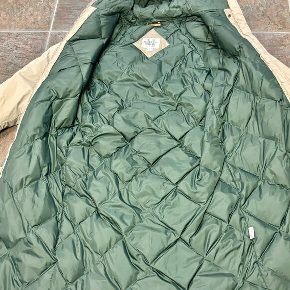 ~~Mulberry Street Goose Down Puffer Coat TAN HOODED Long Women's M Winter PARKA - Picture 4 of 7